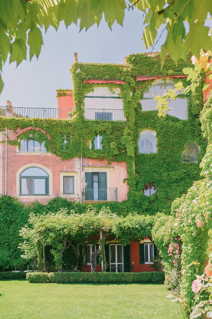 Historic Ivy-Covered Villa in Ravello The stunning ivy-covered facade of a historic Italian villa, the perfect venue for a Palazzo Confalone wedding Ravello